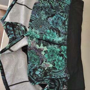 lululemon athletica Black and Green Floral Athletic Shorts